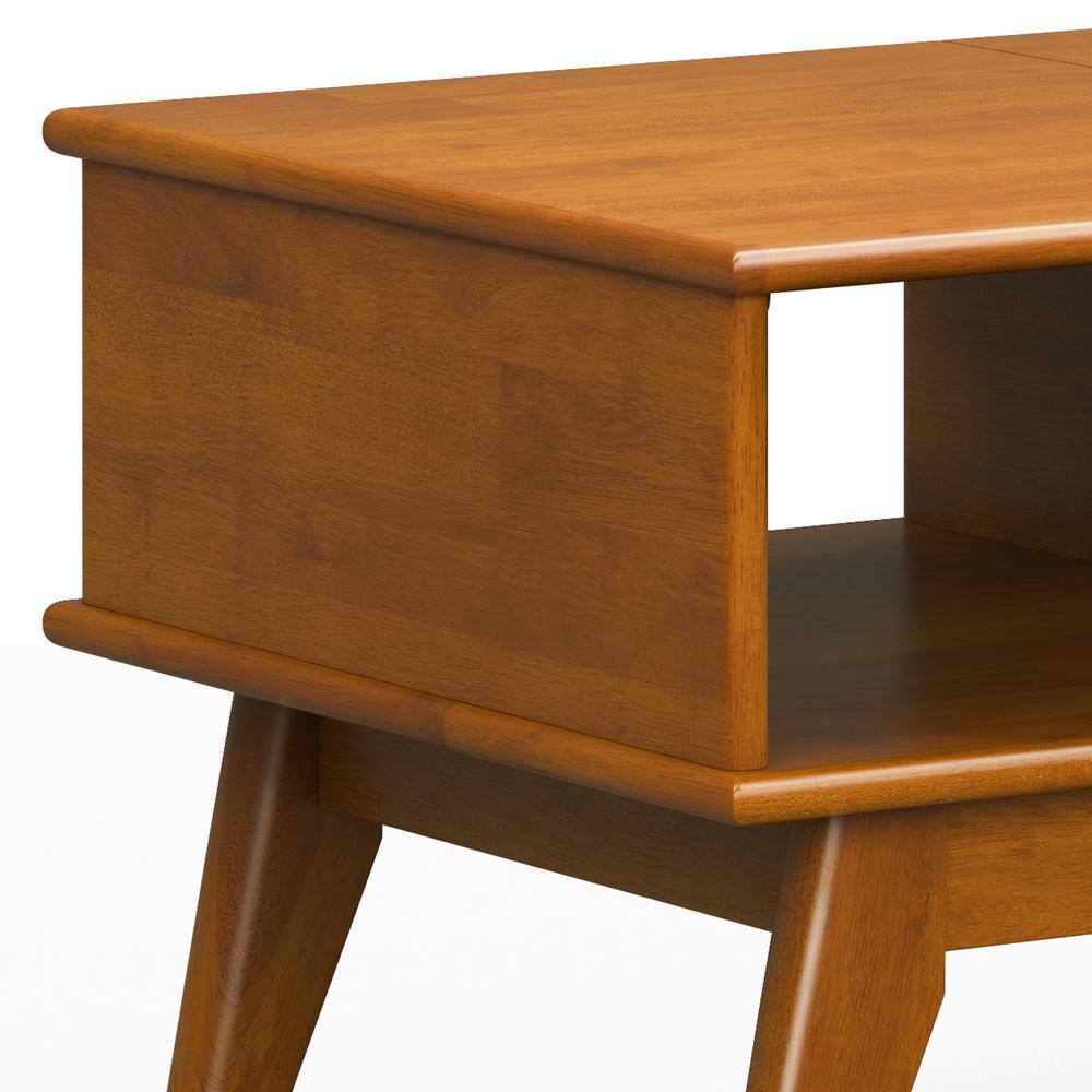 Teak Brown Mid-Century Modern Lift-Top Coffee Table with Storage