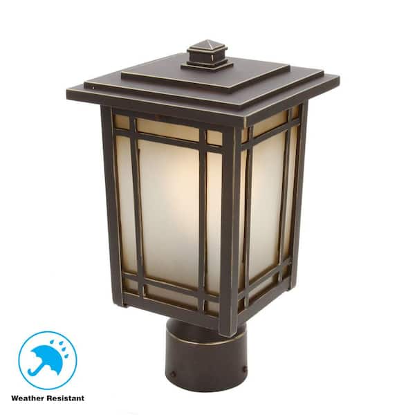 Port Oxford 1-Light Oil-Rubbed Chestnut Outdoor Post Mount Lantern