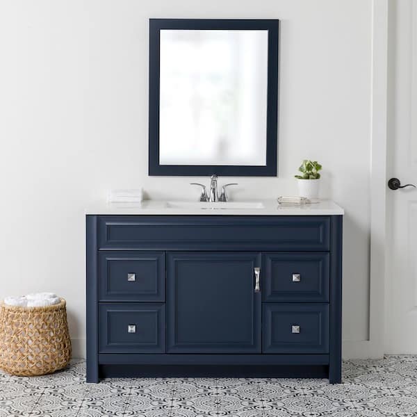 Candlesby 48 in. W x 19 in. D x 33 in. H Single Sink Bath Vanity in Deep Blue with White Cultured Marble Top Candlesby 48 in. W x 19 in. D x 33 in. H Single Sink Bath Vanity in Deep Blue with White Cultured Marble Top