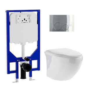 2-Piece 0.8/1.6 GPF Dual Flush Elongated Wall Hung Toilets in White, with Soft Closing Seat Included