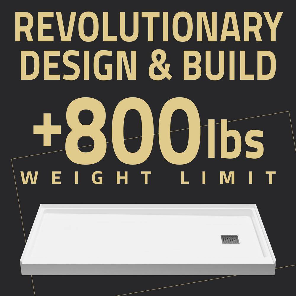 Alexander 60" x 30" White Right Drain Shower Base