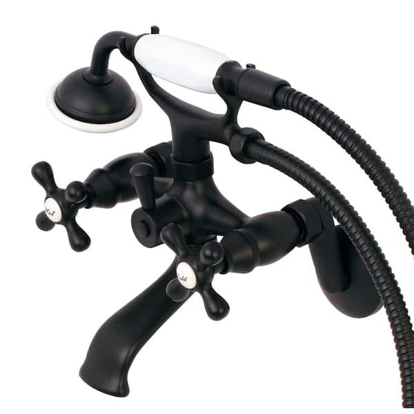 3-Handle Claw Foot Tub Faucet Wall-Mount Adjustable Centers with Hand Shower in Oil Rubbed Bronze