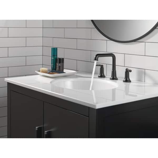 Saylor 8 in. Widespread Double Handle Bathroom Faucet in Matte Black
