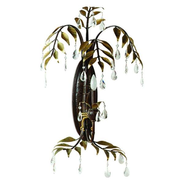 Yosemite Home Decor New Plantation Collection 1-Light Maple with Oxido Highlight Sconce with Faceted Crystals