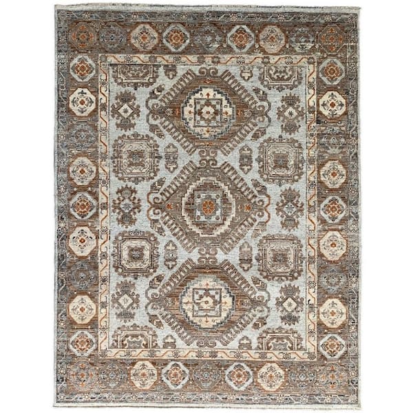 Ivory / N. Beige 9 ft. x 12 ft. Hand Knotted Wool Traditional Kazak Area Rug
