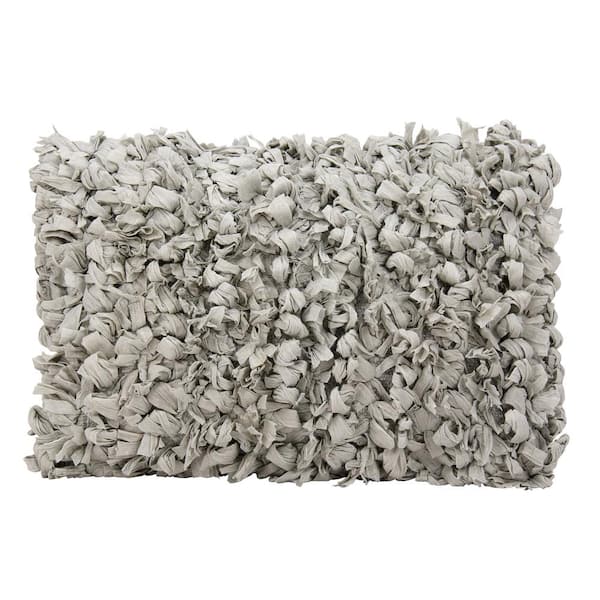 Nourison Lifestyles Gray Shag 14 in. x 20 in. Rectangle Throw Pillow