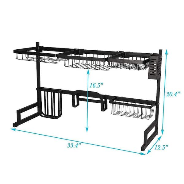 TOOLKISS 40.5 in. Black Stainless Steel Standing Wide Over Sink Dish Drying  Rack TK19038 - The Home Depot