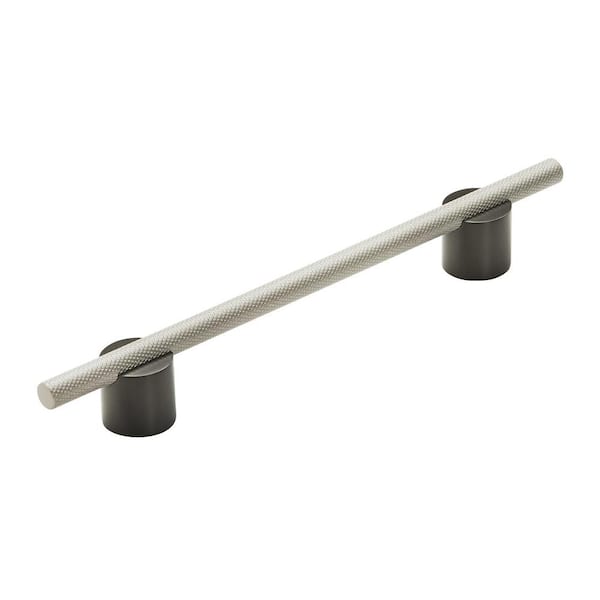 Amerock Transcendent 6-5/16 in. (160mm) Modern Matte Black/Silver Champagne Bar Cabinet Pull