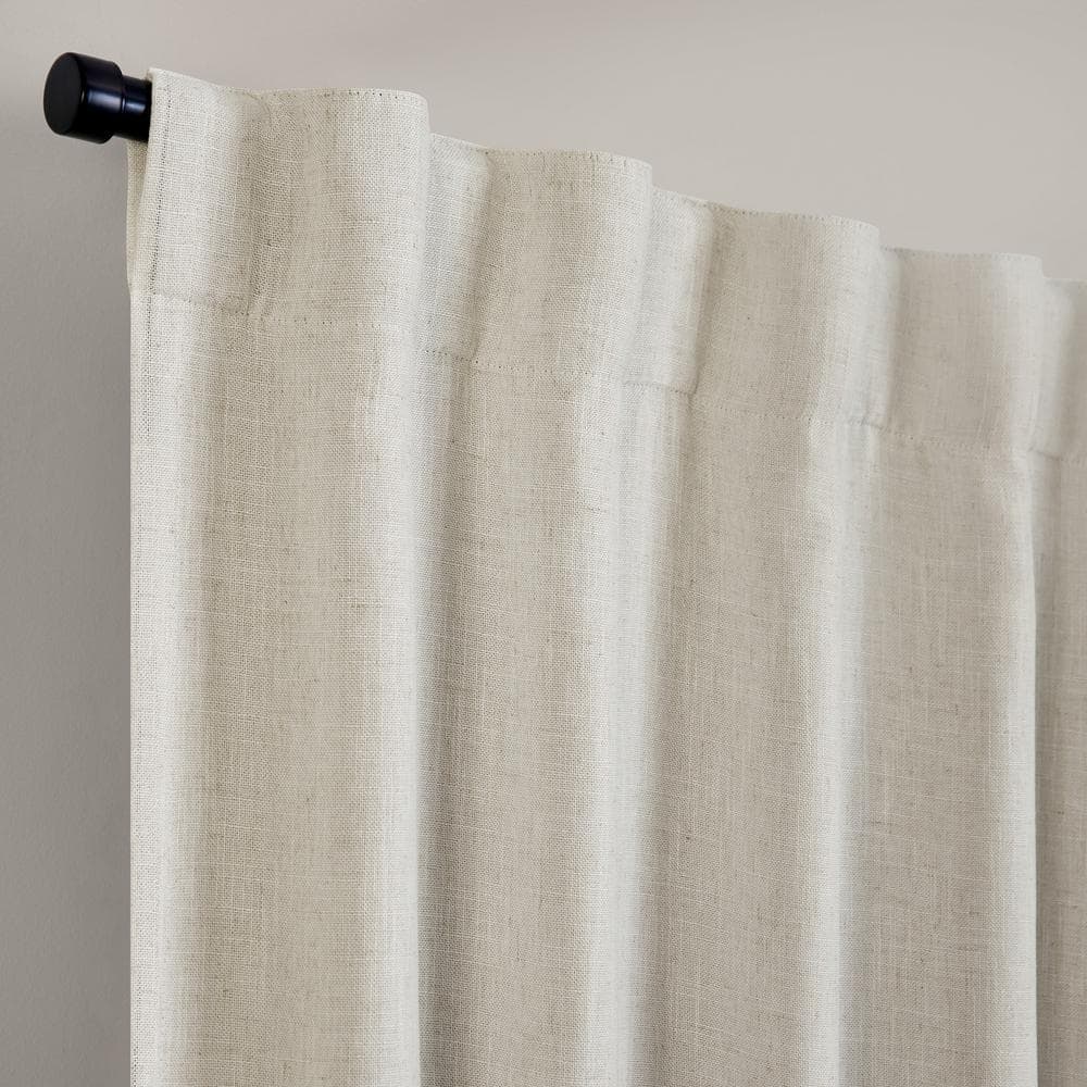 Natural Linen Blackout Pleated Window Curtain Panel