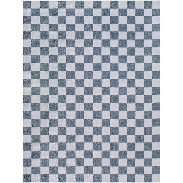 Livabliss Lillian Charcoal Checkered 8 ft. x 10 ft. Indoor Machine-Washable  Area Rug