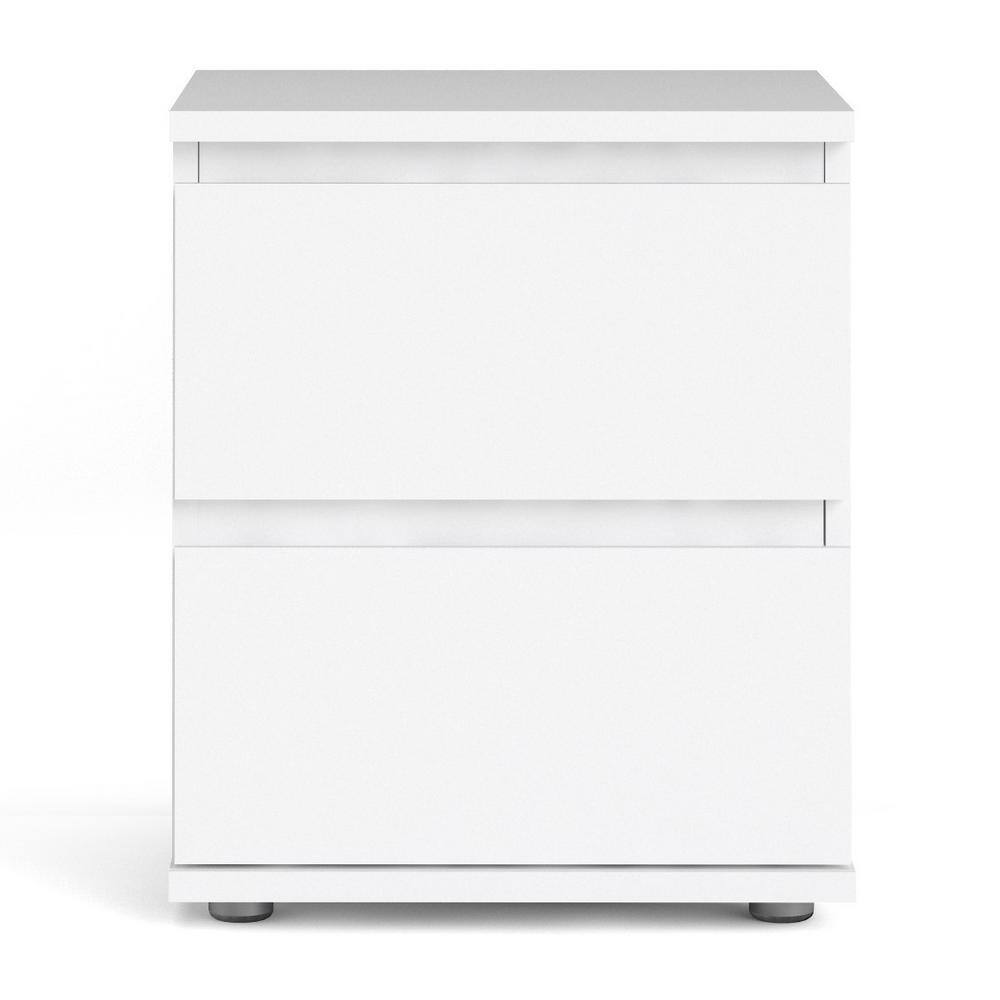 Aurora White 2-Drawer Engineered Wood Nightstand