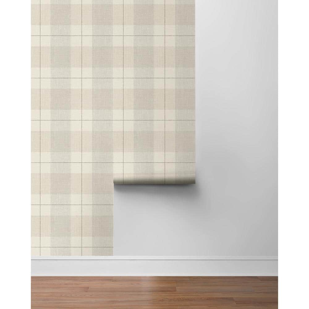 Neutral Plaid Peel and Stick Vinyl Wallpaper Roll
