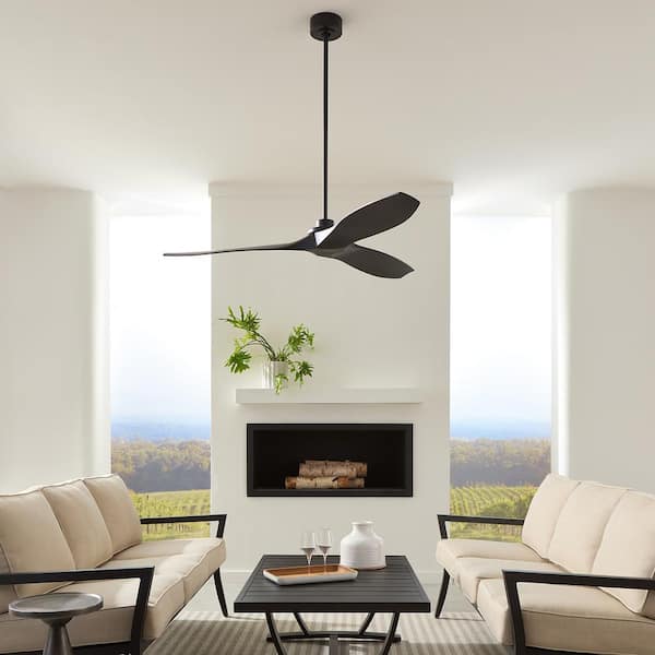 Generation Lighting - Collins Coastal 60 in. Smart Home Matte Black Wet Rated Ceiling Fan with White Black, DC Motor and Remote