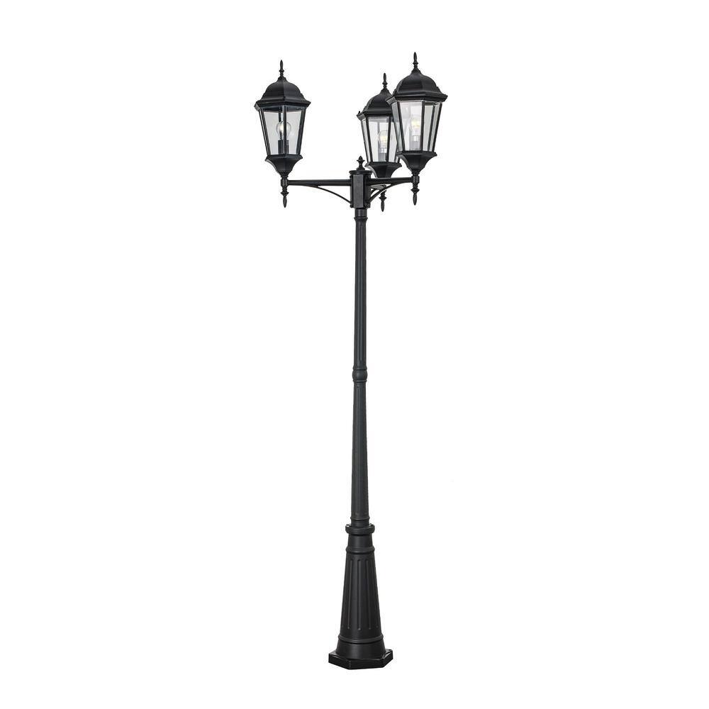 Classical Black Cast Aluminum 98" Outdoor Lamp Post with Clear Glass