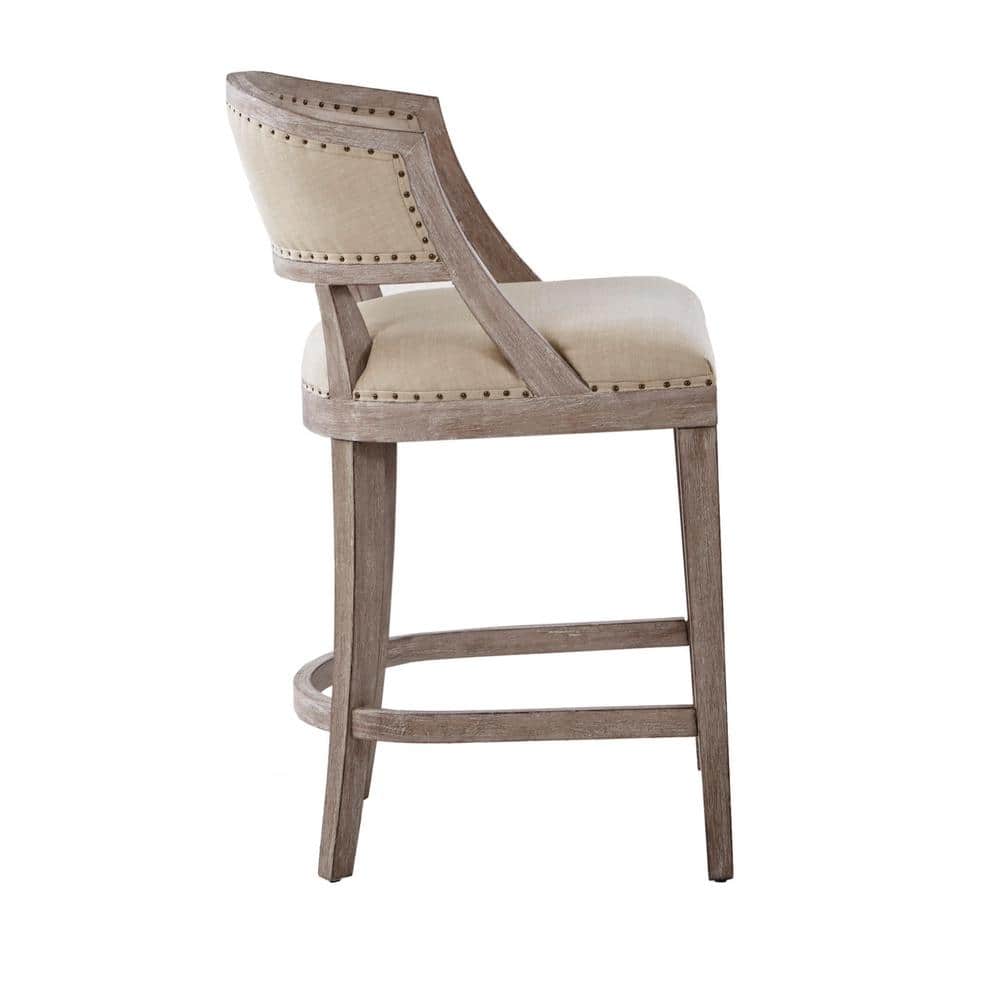 Gray Wood and Metal Backless Counter Stool with Graduated Legs