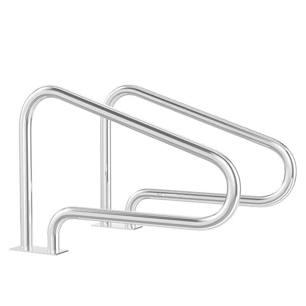 Costway 31 in. Swimming Pool Hand Rail Stainless Steel in Silver with Quick Mount Base (Set of 2)