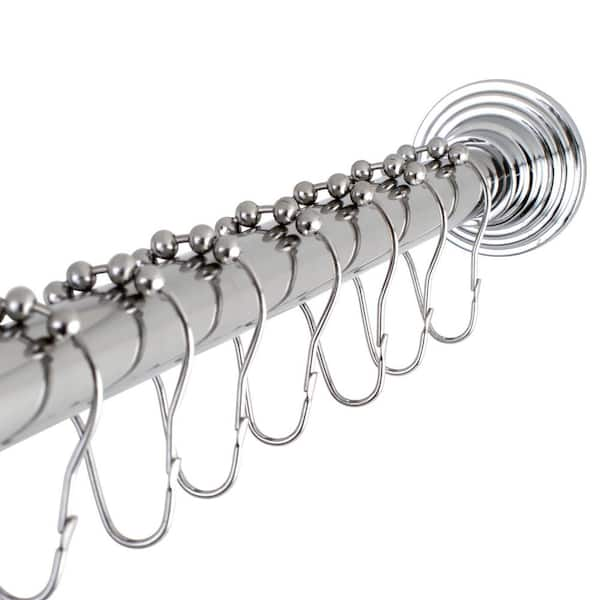 Kingston Brass Decorative 60 in. to 72 in. Fixed Shower Rod with Hooks ...