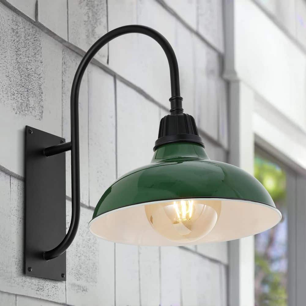 Stanley Farmhouse Industrial Indoor/Outdoor Iron LED Gooseneck Arm Outdoor Sconce