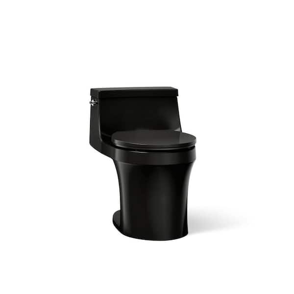 San Souci 12 in. 1-Piece 1.28 GPF Single Flush Round Toilet in Black Black (Seat Included)