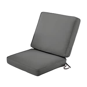 Montlake FadeSafe 20 in. W x 24 in. H Outdoor Dining Chair Cushion with Back in Light Charcoal