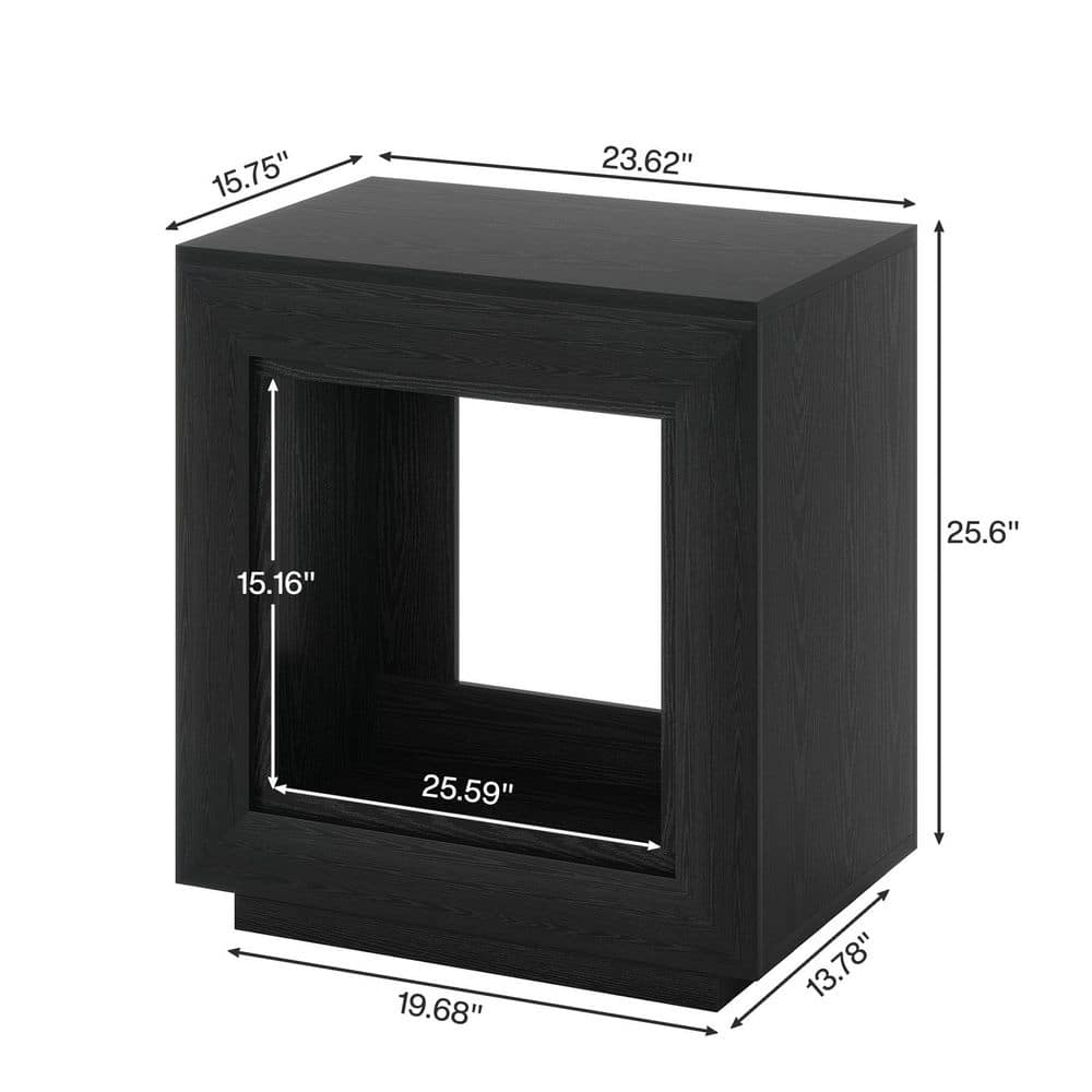 Kerlin 23.62 in. Black Rectangular Wood End Table, Nightstand Bedside Table With Storage, 2-piece - thumbnail 5