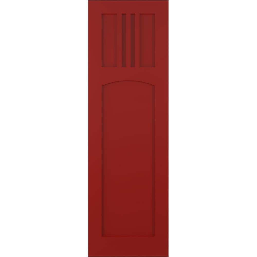 12 in. x 55 in. PVC True Fit San Miguel Mission Style Fixed Mount Flat Panel Shutters Pair in Fire Red price history on PriceWatchPro