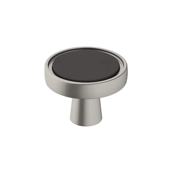 Amerock Mergence 1-3/8 in. (35mm) Modern Matte Black/Satin Nickel Round Cabinet Knob