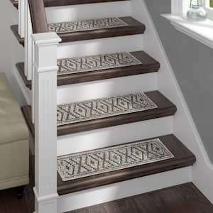 Dark Grey 9 in. x 28 in. Anti-Slip Stair Tread Cover Polypropylene w/Latex Backing (Set of 15) Carpet Stair Treads