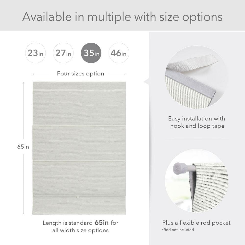 Vanilla Cordless Blackout Woven Paper Roman Shades, 35" x 65"
