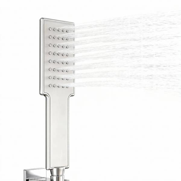 1-Spray Wall Mount Rain Handheld Shower Head 2.5 GPM with Easy to Clean Nozzles in Brushed Nickel