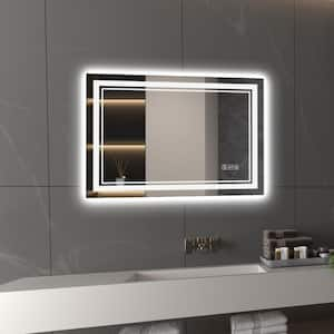 Front Light and Backlit Mirror 28 in. W x 20 in. H Rectangular Frameless Anti-Fog Lighted Wall Bathroom Vanity Mirror