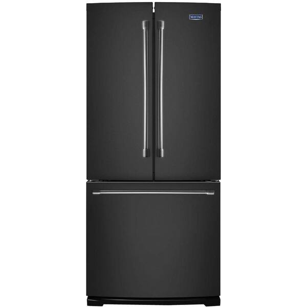 Maytag 30 in. W 19.7 cu. ft. French Door Refrigerator in Black with Stainless Steel Handles