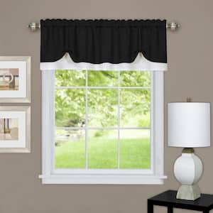 Darcy 14 in. L Polyester Window Curtain Valance in Black/White