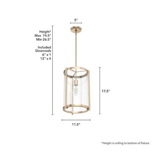Hunter - Astwood 1-Light Alturas Gold Island Pendant Light with Clear Glass Shade Dining Room Light