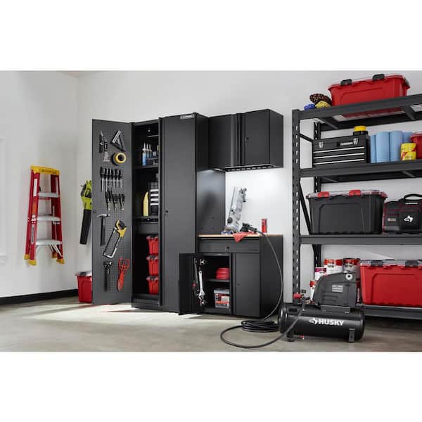 42 in. W x 82 in. H x 24 in. D Extra Wide Pre-Assembled 19-Gauge Welded Steel 1-Piece Garage Storage System in Black