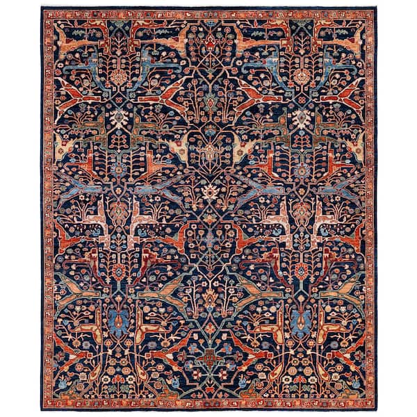 Serapi Blue 8 ft. x 10 ft. Tribal Wool Indoor Area Rug