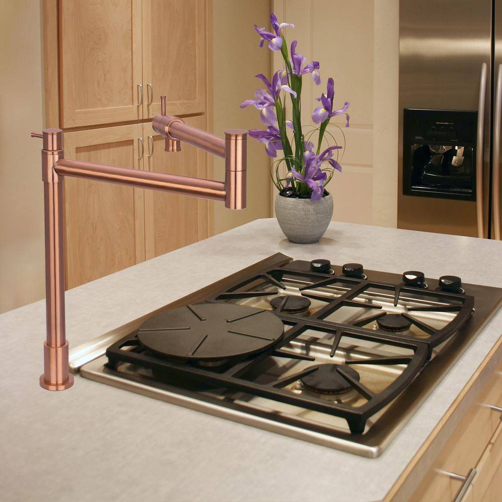 Brushed Copper Double Handle Pot Filler Faucet