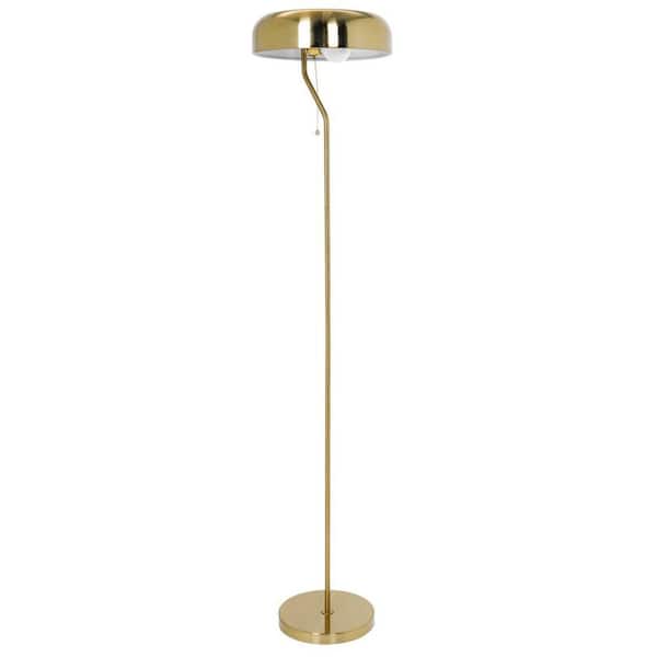 Avex 55 in. Gold Modern 1-Light Pull Chain Standard Floor Lamp with Dome Shade