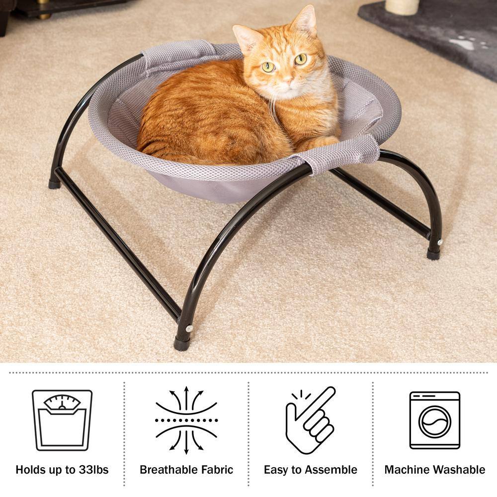 Small Gray Mesh Cat Hammock with Metal Frame