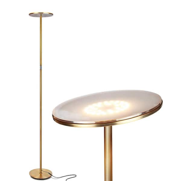 Brightech Sky Flux 67 in. Antique Brass Industrial 1-Light Dimmable and Color Temperature Adjustable LED Floor Lamp