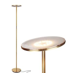 Sky Flux 67 in. Antique Brass Industrial 1-Light Dimmable and Color Temperature Adjustable LED Floor Lamp
