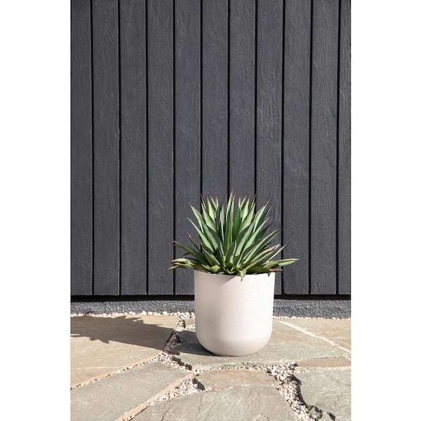 Kona Medium White Plastic Round Planter with Drainage Hole and All Weather Resistant (10 in. L x 10 in. W x 10.25 in. H)