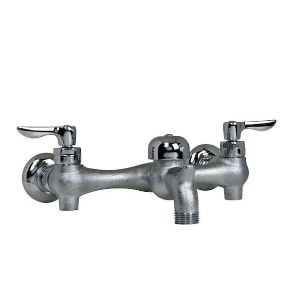 American Standard Exposed Yoke Wall-Mount 2-Handle Utility Faucet in Rough Chrome with Vacuum Breaker