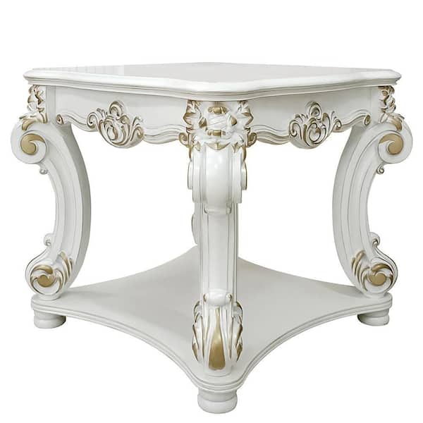 Acme Furniture Vendome 31 in. Antique Pearl Square Wood End Table