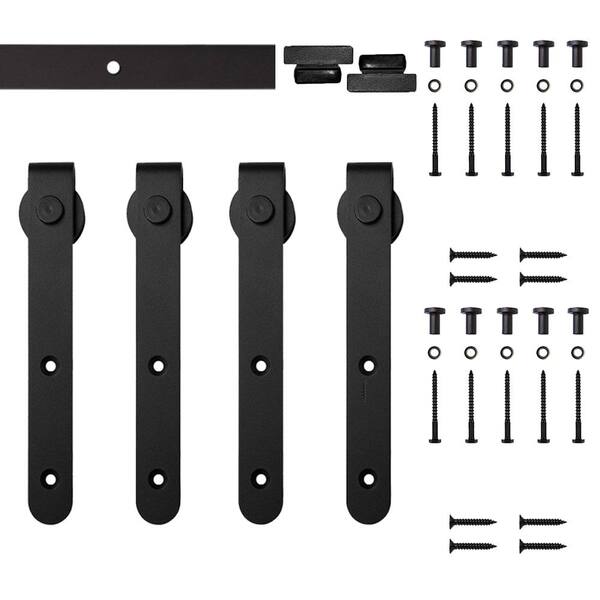 Quiet Glide 6 Ft Black Flat Hook Mini Sliding Barn Door Hardware Kit For Double Furniture Wood Doors Nt 1310 01 722 The Home Depot