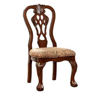 Elana Brown Cherry Wood Frame Upholstered Side Chair (Set of 2)