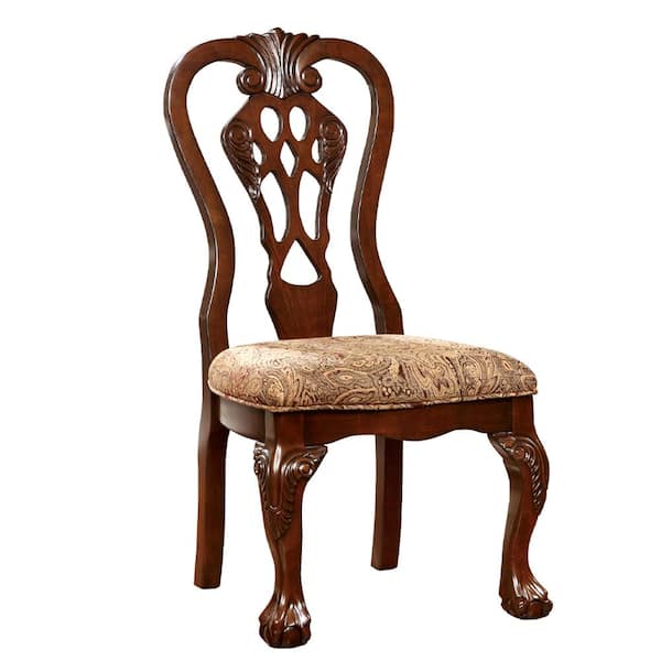 William's Home Furnishing Elana Brown Cherry Wood Frame Upholstered Side Chair (Set of 2)