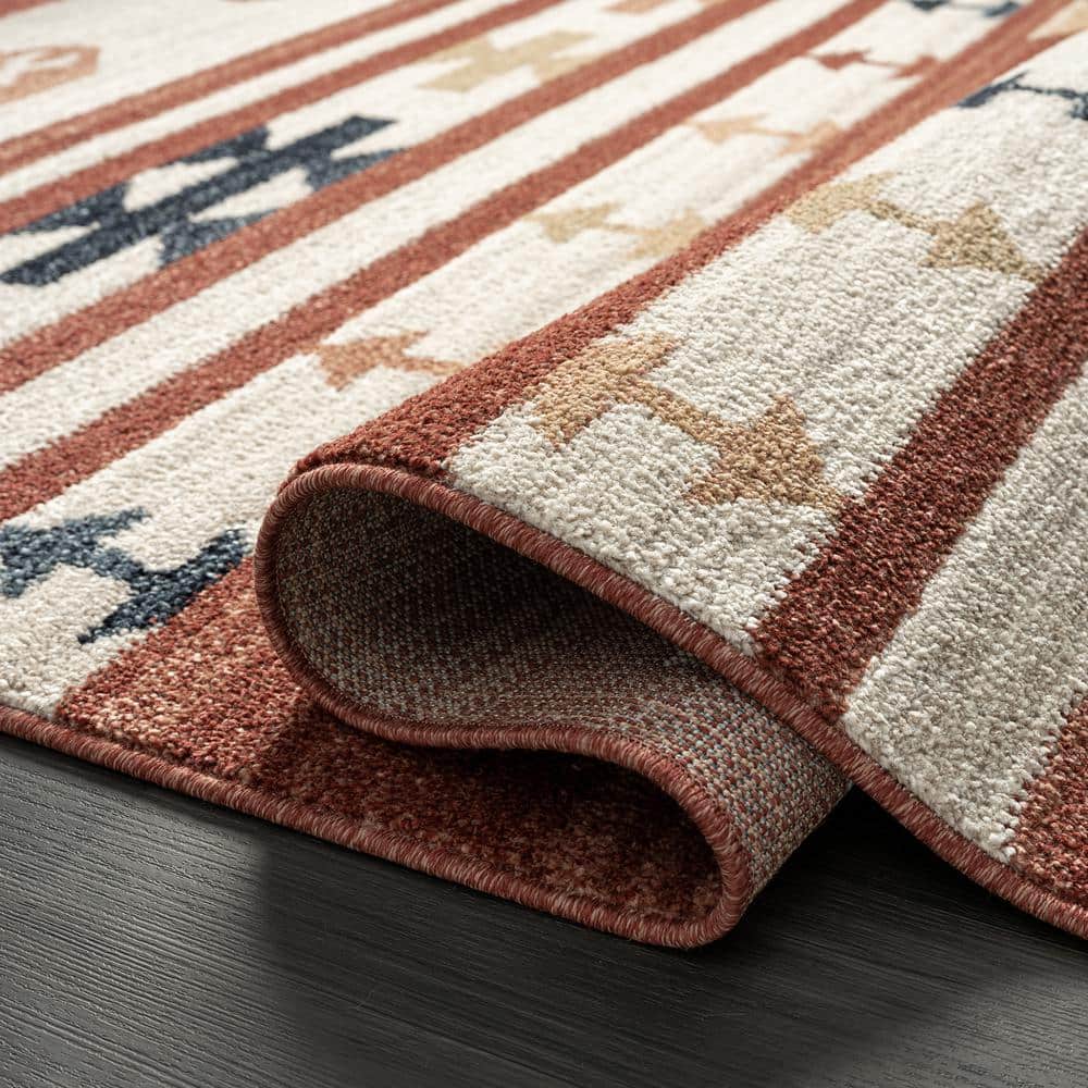Southwestern Red and Beige 8' x 10' Synthetic Area Rug