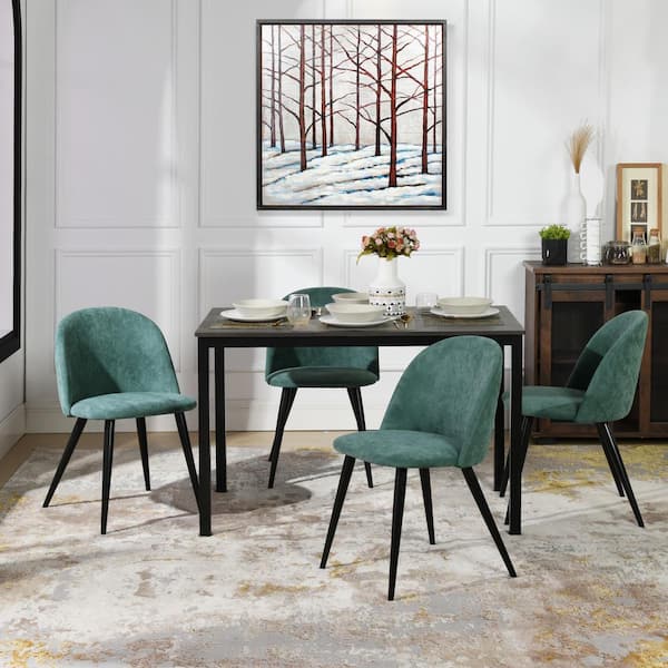 Homy Casa Zomba Green Fabric Upholstered Side Dining Chairs Set