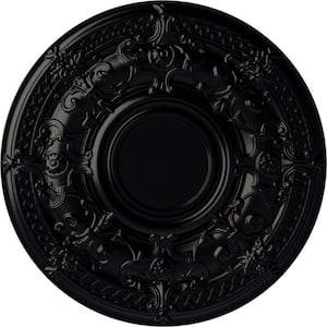 33-7/8" x 1-3/8" Dauphine Urethane Ceiling Medallion (Fits Canopies up to 13-1/4"), Hand-Painted Jet Black
